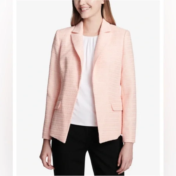Calvin Klein Pink Tweed Tailored Blazer - Picture 4 of 9